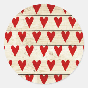 Valentinstag-Aufkleber mit Herz auf Holz Runder Aufkleber