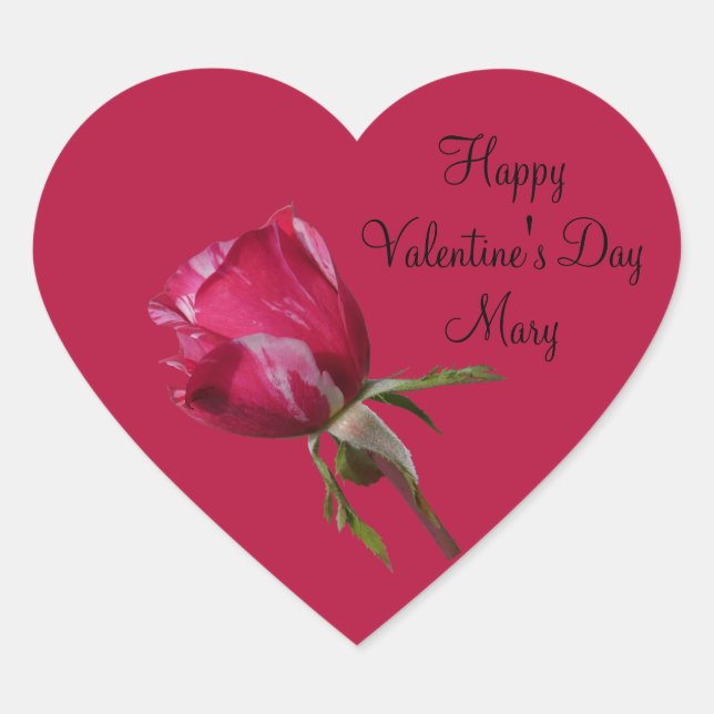 Valentinstag Aufkleber Rote Rose (Vorderseite)