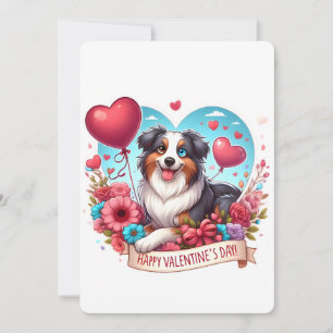Valentinstag - Australian Shepherd 3 -  Feiertagskarte