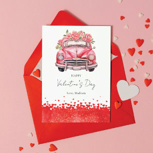 Valentinstag Auto Elegant Personalisiert Feiertagskarte