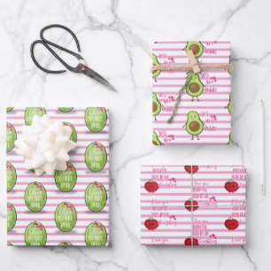 Valentinstag avocado Tomate und Oliven Sie Liebe Geschenkpapier Set