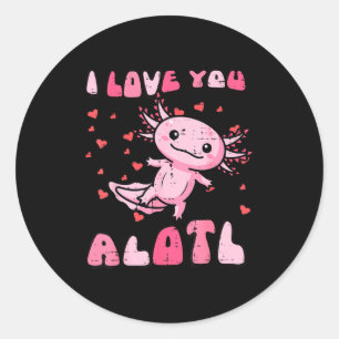 Valentinstag Axolotl Ich liebe dich Alotl Süße Fra Runder Aufkleber