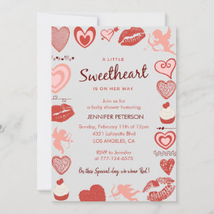 Valentinstag-Baby-Party ein kleiner Schatz Einladung