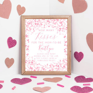 Valentinstag-Baby-Party Wie viele Küsse Spiel Poster