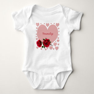 Valentinstag Baby Rosa Rote Rosen des Herzens Baby Strampler