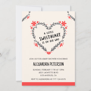 Valentinstag Baby Shower Blumenherz Einladung