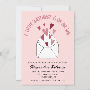 Valentinstag-Baby-Shower-Einladungsumschlag Herzen Einladung
