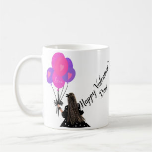 Valentinstag-Ballon-Chic-Mädchen-Illustration Kaffeetasse