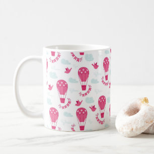 Valentinstag Ballons Vögel Liebe Rosa Muster Kaffeetasse