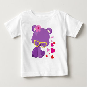 Valentinstag Bär, Lila Bär, Brille, Herz Baby T-shirt
