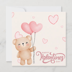 Valentinstag Bär mit Herzballon Feiertagskarte