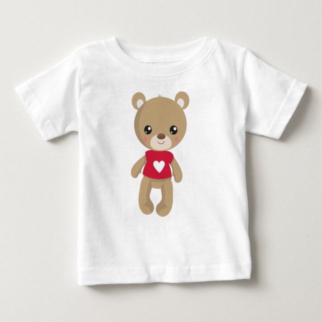 Valentinstag Bär, Teddybär, Liebe, Herz Baby T-shirt (Vorderseite)