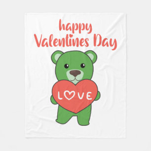 Valentinstag Bären Niedliche Tiere mit Herz Fleecedecke