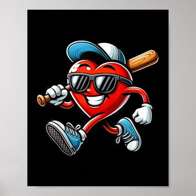 Valentinstag Baseball Boys Kids Funny Poster (Vorne)