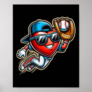 Valentinstag Baseball Boys Kids Funny Poster