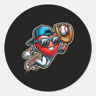 Valentinstag Baseball Boys Kinder Fern 2 Runder Aufkleber