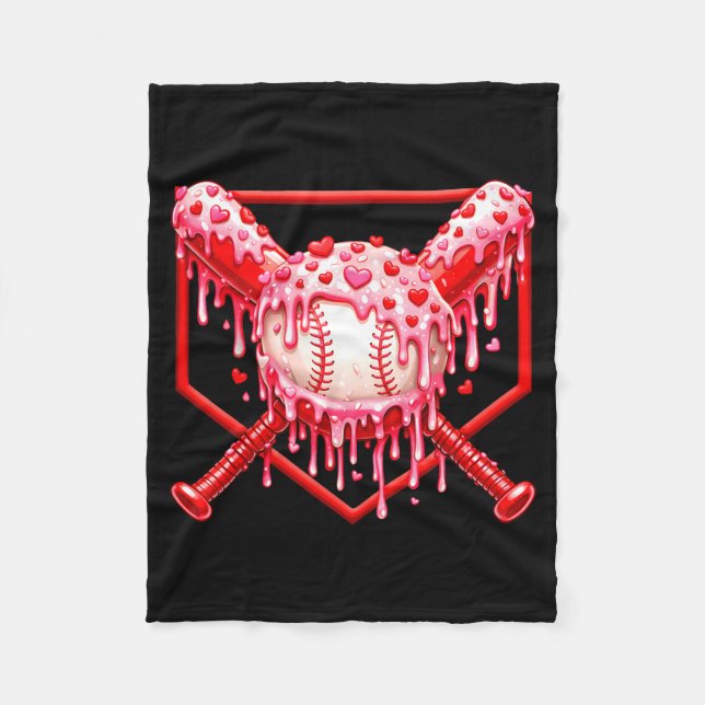 Valentinstag Baseball Jungen Eis Drip Herz  Fleecedecke (Vorderseite)