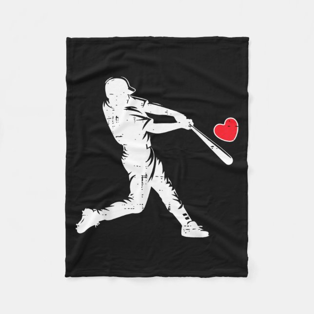 Valentinstag Baseball-Schlagmann-Silhouette Herz I Fleecedecke (Vorderseite)