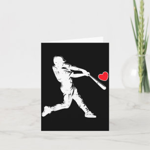 Valentinstag Baseball-Schlagmann-Silhouette Herz I Karte