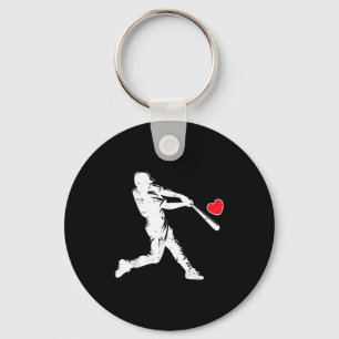Valentinstag Baseball-Schlagmann-Silhouette Herz I Schlüsselanhänger