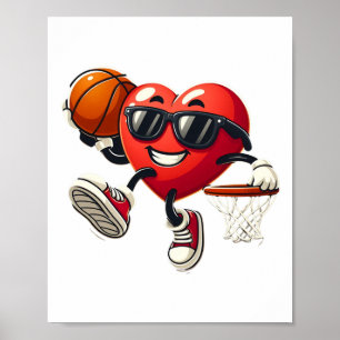 Valentinstag Basketball Dunking Sport Männer Junge Poster