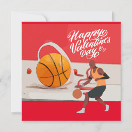 Valentinstag Basketball mit Spieler und Herz Feiertagskarte