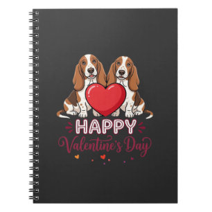 Valentinstag-Basset-Hound-Blumen-Hund Notizblock
