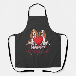Valentinstag-Basset-Hound-Blumen-Hund Schürze