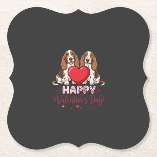 Valentinstag-Basset-Hound-Blumen-Hund Untersetzer