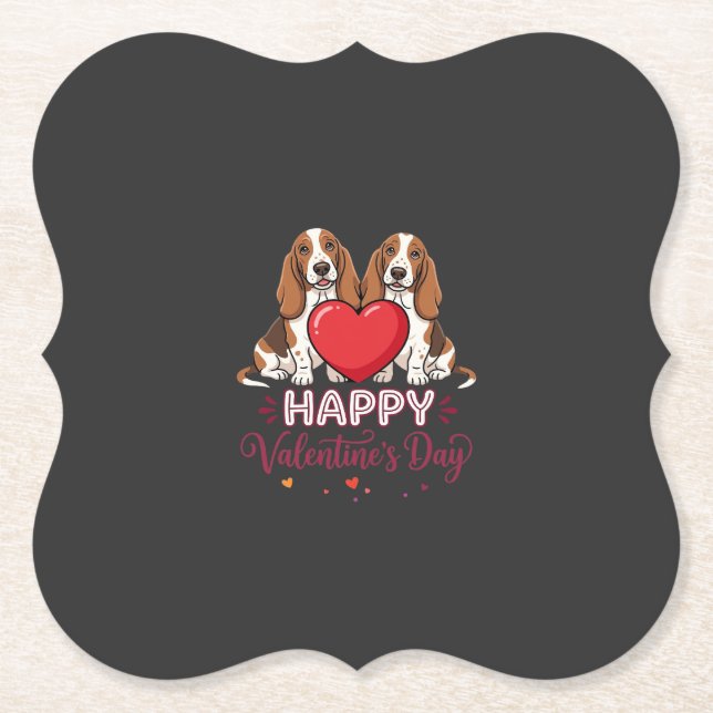 Valentinstag-Basset-Hound-Blumen-Hund Untersetzer (Vorderseite)