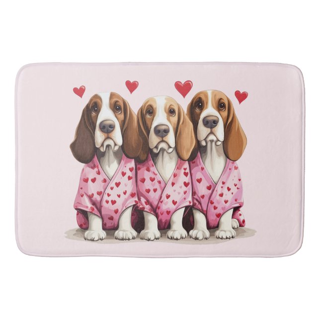 Valentinstag Basset Hound Hunde Badematte (Vorderseite)