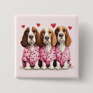 Valentinstag Basset Hound Hunde Button