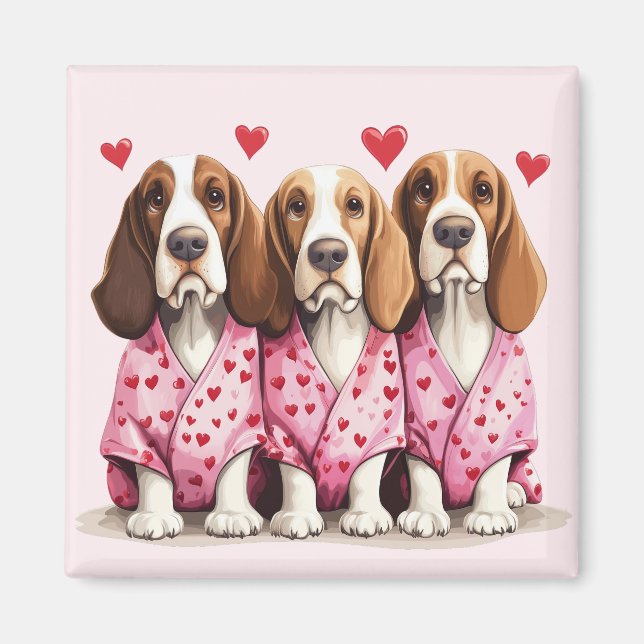 Valentinstag Basset Hound Hunde Magnet (Vorne)