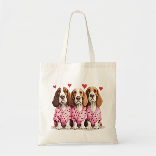 Valentinstag Basset Hound Hunde Tragetasche (Vorne)