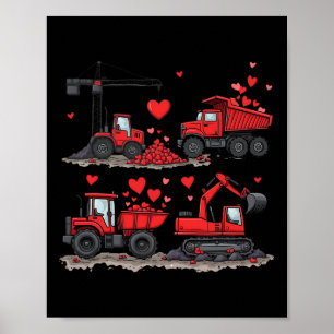 Valentinstag Baustellen-LKW-Herzen Jungen Kinder Poster