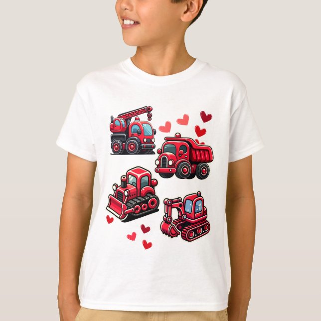 Valentinstag Bautransporter Funny Boys Kinder T-Shirt (Vorderseite)
