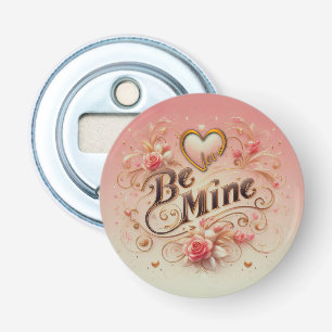 Valentinstag-Be-Mine-Design mit Herz, Zitat Flaschenöffner