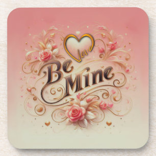 Valentinstag-Be-Mine-Design mit Herz, Zitat Getränkeuntersetzer
