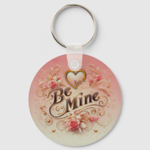 Valentinstag-Be-Mine-Design mit Herz, Zitat Schlüsselanhänger