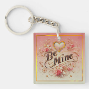 Valentinstag-Be-Mine-Design mit Herz, Zitat Schlüsselanhänger