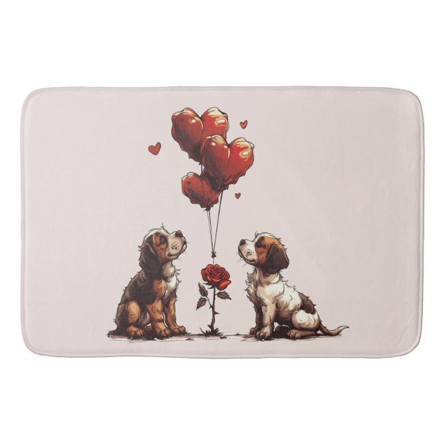 Valentinstag Beagle Hunde Badematte (Vorderseite)