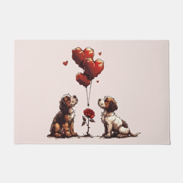 Valentinstag Beagle Hunde Fußmatte (Vorderseite)