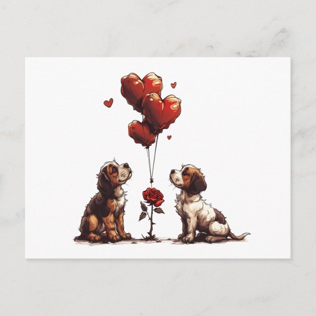 Valentinstag Beagle Hunde Postkarte (Vorderseite)