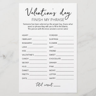 Valentinstag Beende meinen Satz Editierbares Spiel