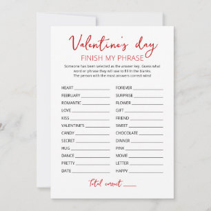 Valentinstag Beende meinen Satz Partyspiel Karte