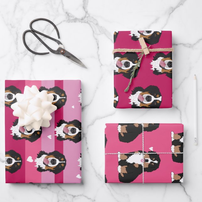 Valentinstag Bernese Mountain Dog   Geschenkpapier Set (Vorderseite)