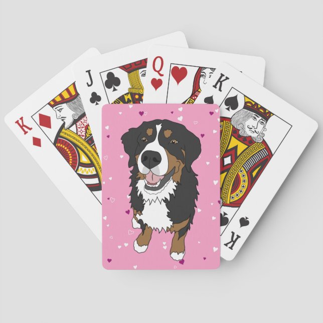 Valentinstag Bernese Mountain Dog Spielkarten (Rückseite)