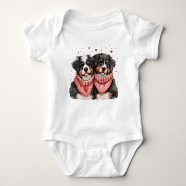 Valentinstag Bernese Mountain Hunde Baby Strampler (Vorderseite)