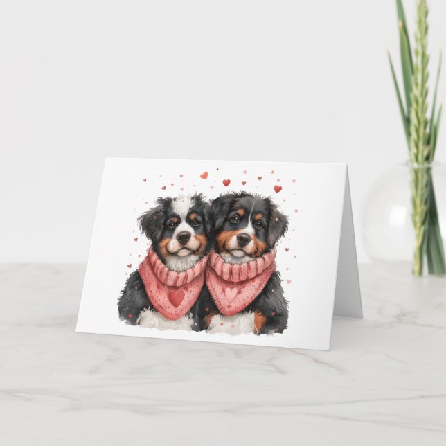 Valentinstag Bernese Mountain Hunde Feiertagskarte (Vorderseite)
