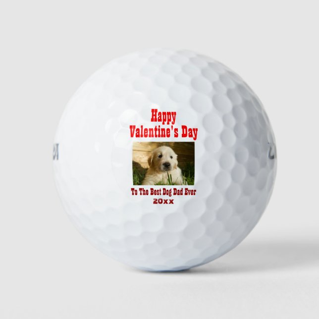 Valentinstag Best Dog Vater Ever Pet Foto Golfball (Vorderseite)